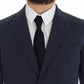 Elegant Blue Cotton Stretch Blazer Jacket