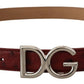 Bordeaux Leather Silver Logo Metal Buckle