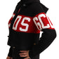 Black Cashmere Hooded Button Down Logo Cardigan Jacket