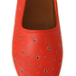 Elegant Orange Leather Flat Shoes