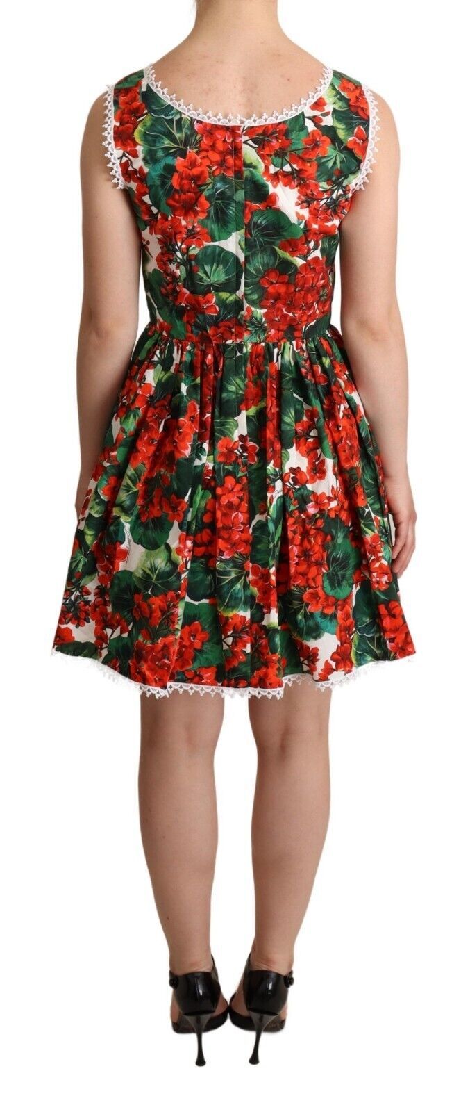 Red Floral Mini Dress with Zipper Closure