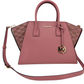 Avril Large Rose Signature Leather Top Zip Satchel Crossbody Bag