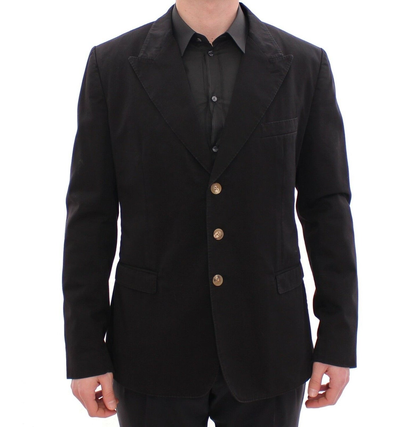 Elegant Black Cotton Blazer Jacket