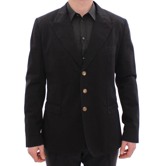 Elegant Black Cotton Blazer Jacket