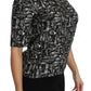 Black Musical Instruments Print Silk Blouse