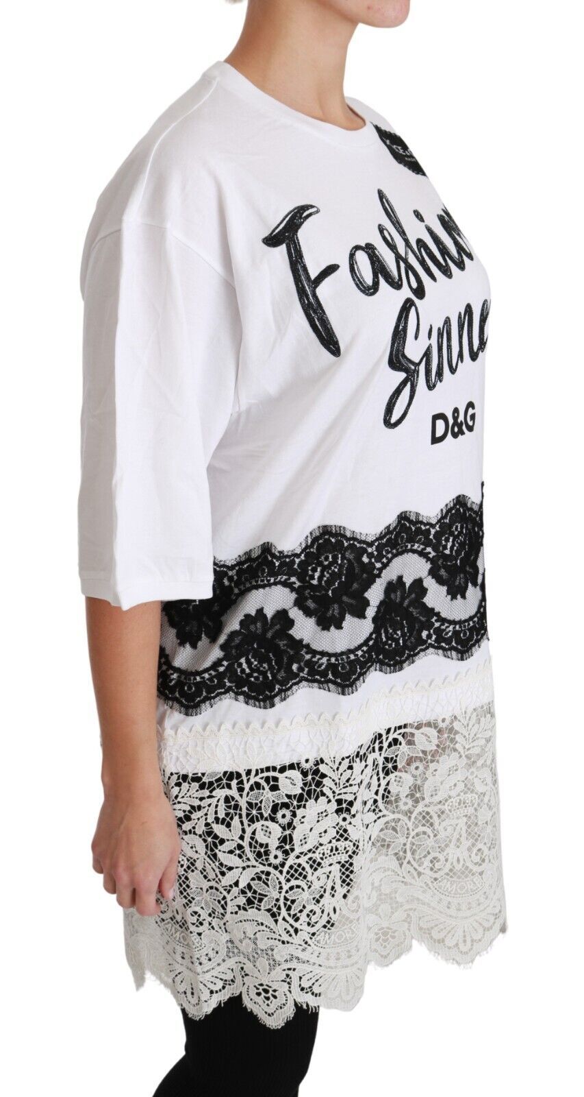 White Fashion Sinner Cotton Lace T-shirt Top