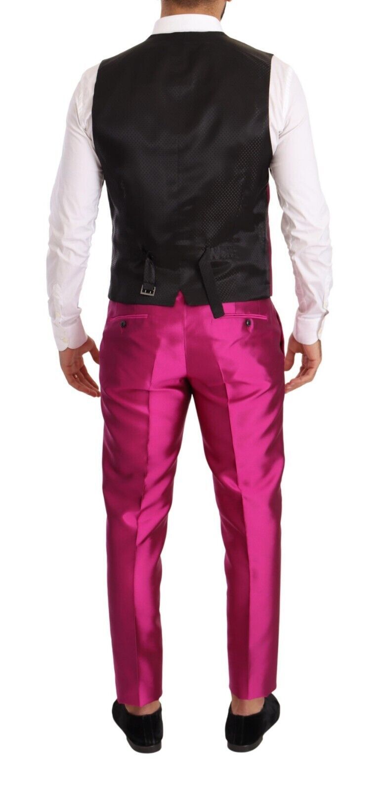 Elegant Pink Silk Martini Three-Piece Suit