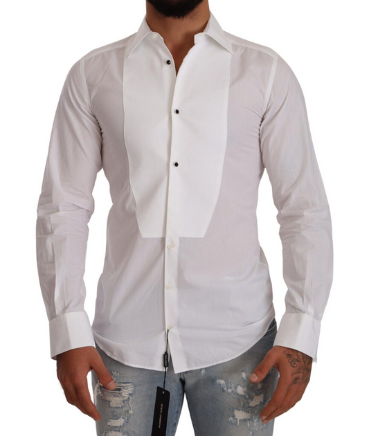 Elegant White Cotton Poplin Dress Shirt