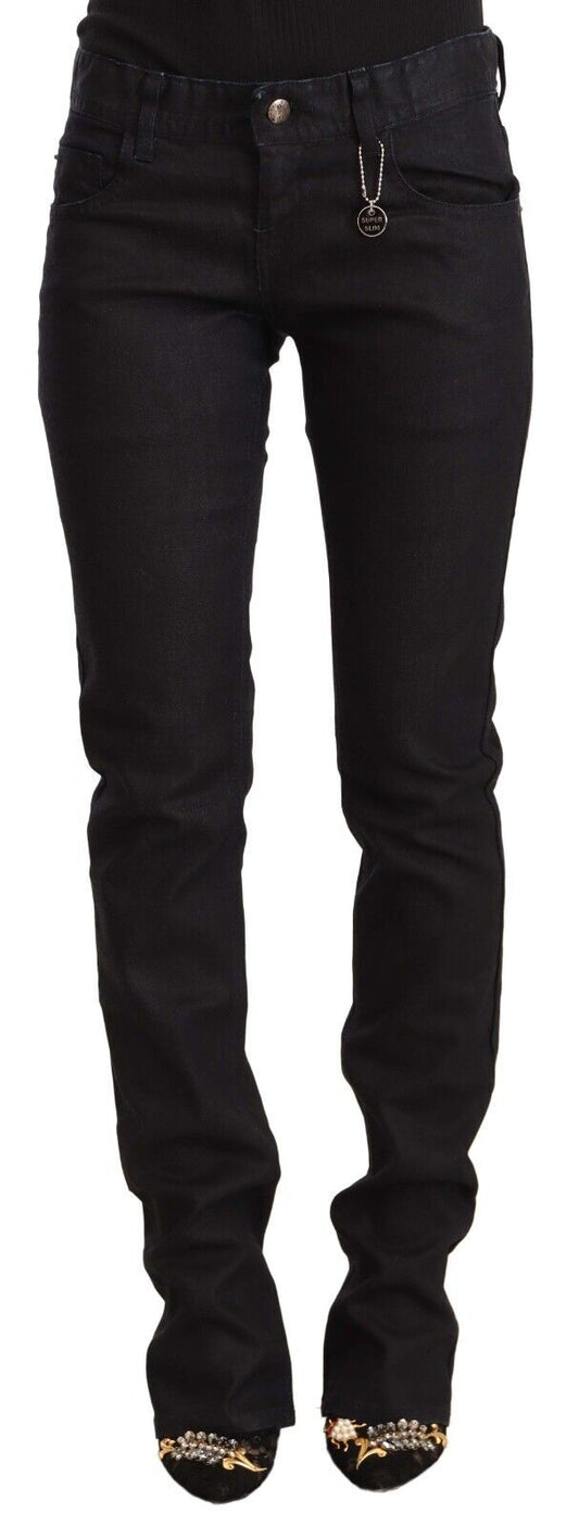 Sleek Mid-Waist Slim-Fit Black Jeans