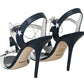 Striped Elegance Leather Heel Sandals