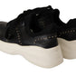 Chic Black Lace-Up Leather Sneakers
