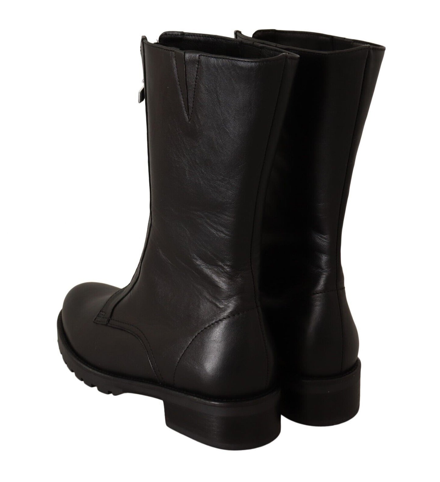 Elegant Black Leather High Boots