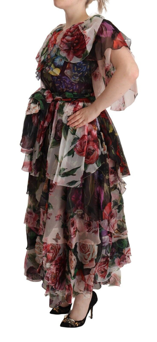 Elegant Silk Floral Maxi Dress