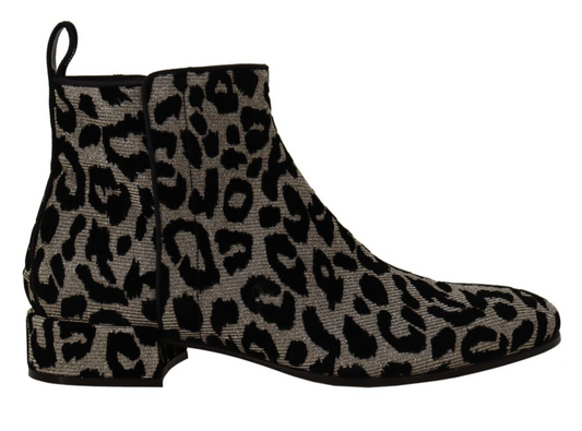 Elegant Leopard Print Short Boots