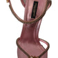 Elegant Pink Crystal Mesh Heels Sandals