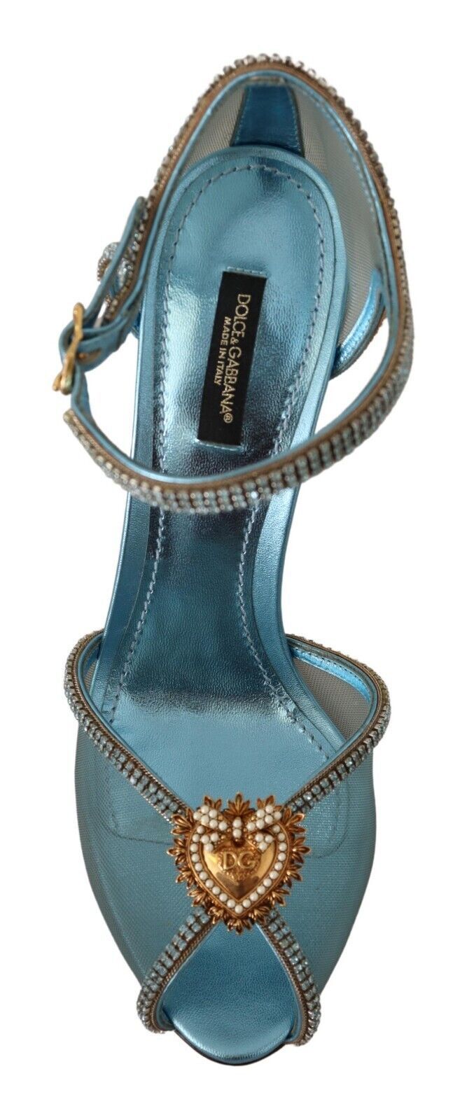 Elegant Blue Mesh Heel Sandals