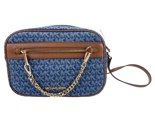 Jet Set East West Denim Signature Zip Chain Crossbody Bag Purse