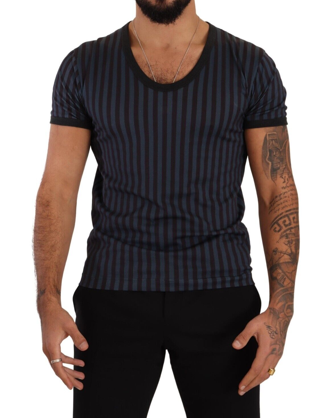 Elegant Striped Cotton T-Shirt