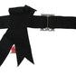 Black Pink Flower Brooch Crystals Cotton Belt