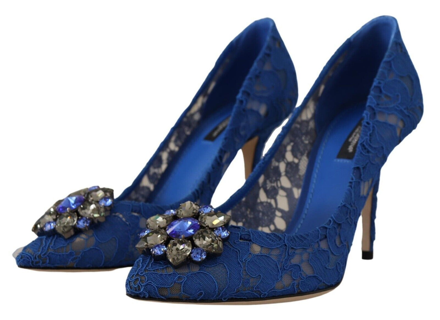 Elegant Taormina Lace Heels with Crystal Embellishment