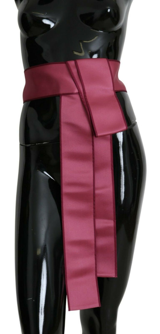 Pink 100% Silk 3 Button Closure Wide Waist Belt