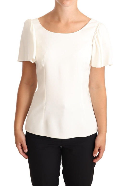 Elegant White Boat Neck Blouse