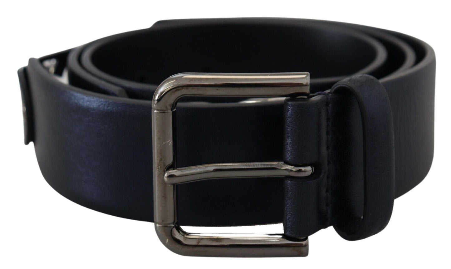 Metallic Blue Italian Leather Belt