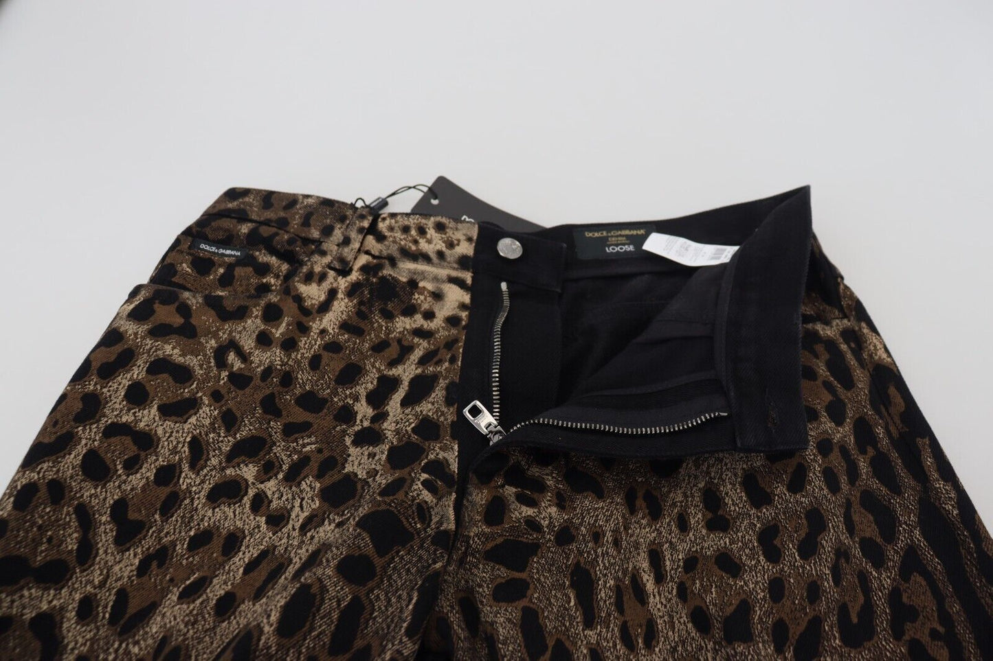 Exquisite Leopard Print Cotton Jeans