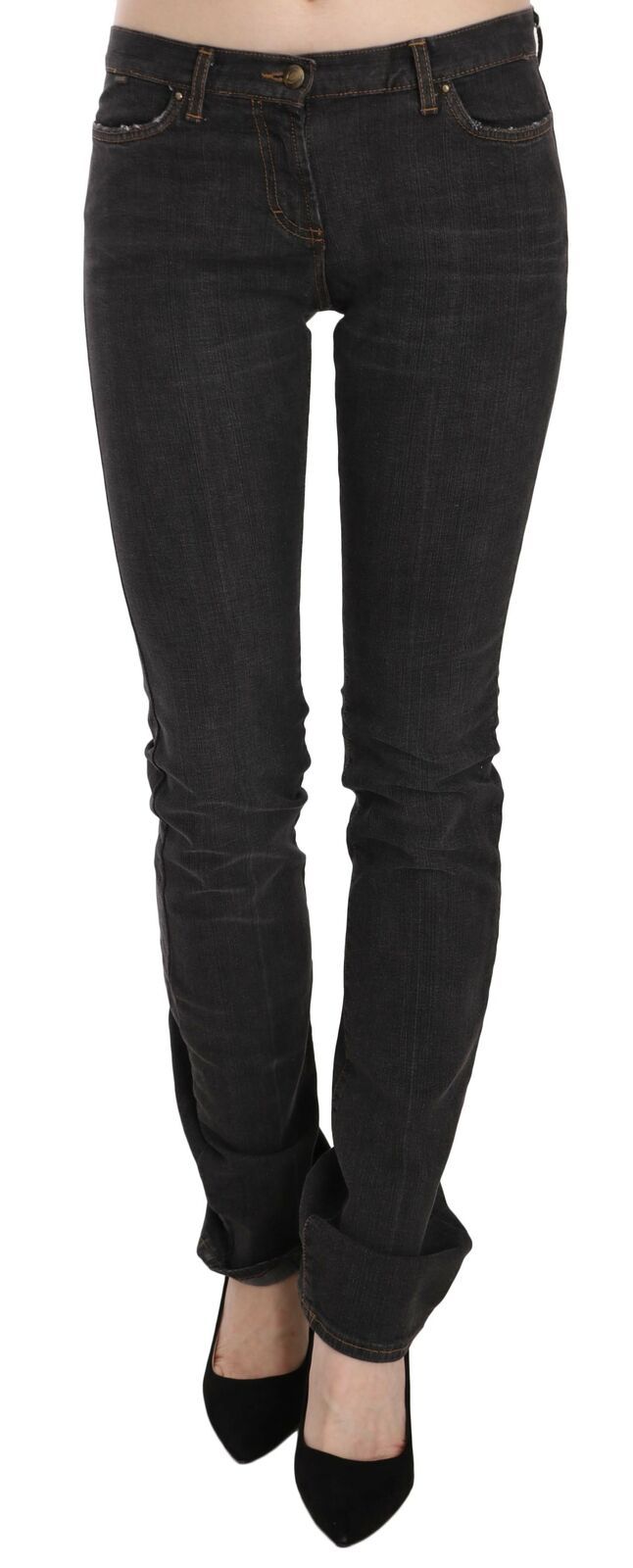 Elegant Low Waist Skinny Black Pants