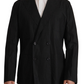 Black Polka Dotted Cotton Blazer Jacket
