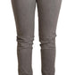 Gray Cotton Low Waist Skinny Push Up Denim Jeans