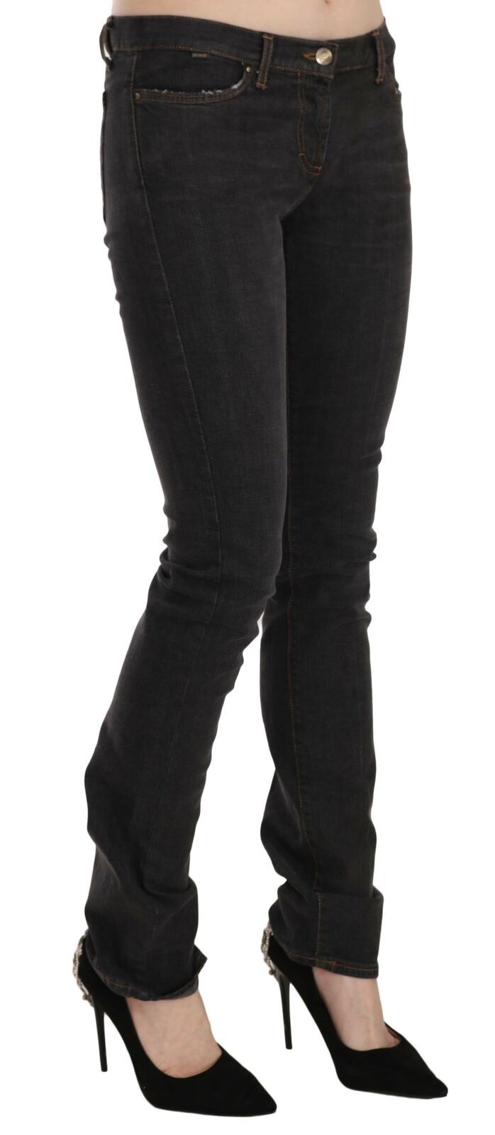 Elegant Low Waist Skinny Black Pants