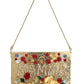 Elegant Gold Evening Box Clutch with Red Roses