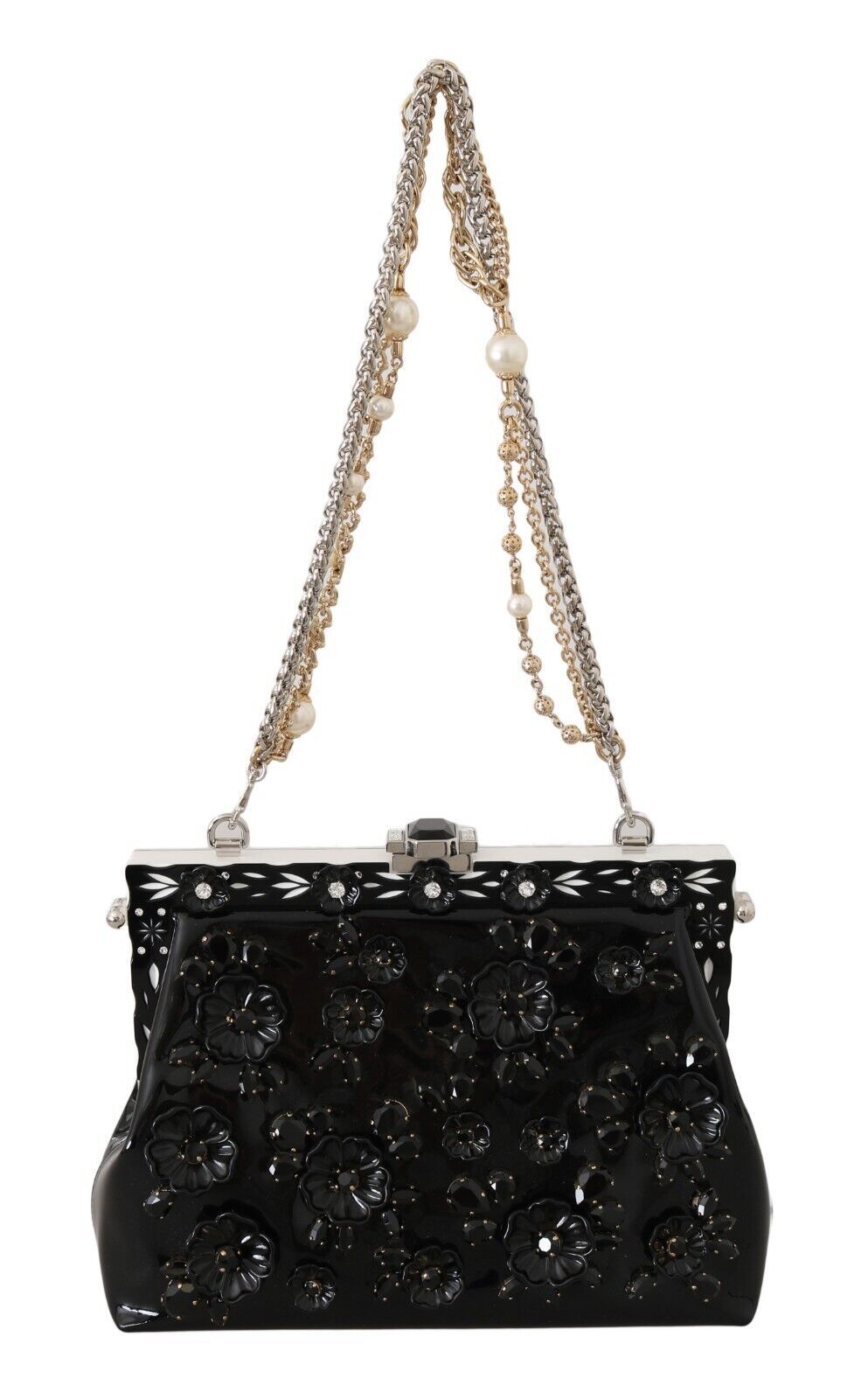 Elegant Evening Clutch With Crystals and Chain