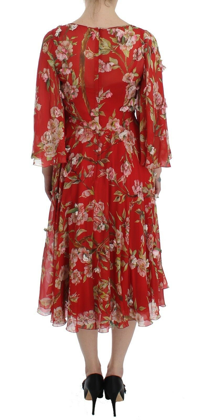 Exclusive Silk Red Floral Shift Dress