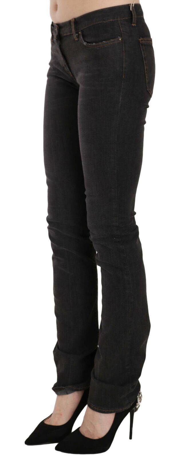 Elegant Low Waist Skinny Black Pants