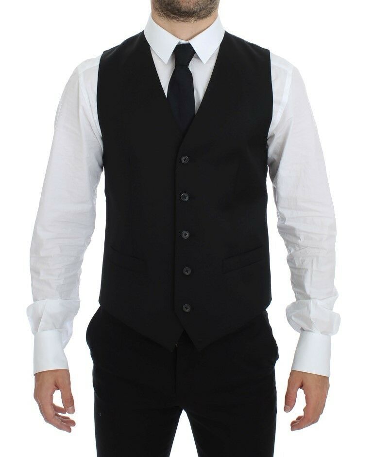 Elegant Black Wool Dress Vest