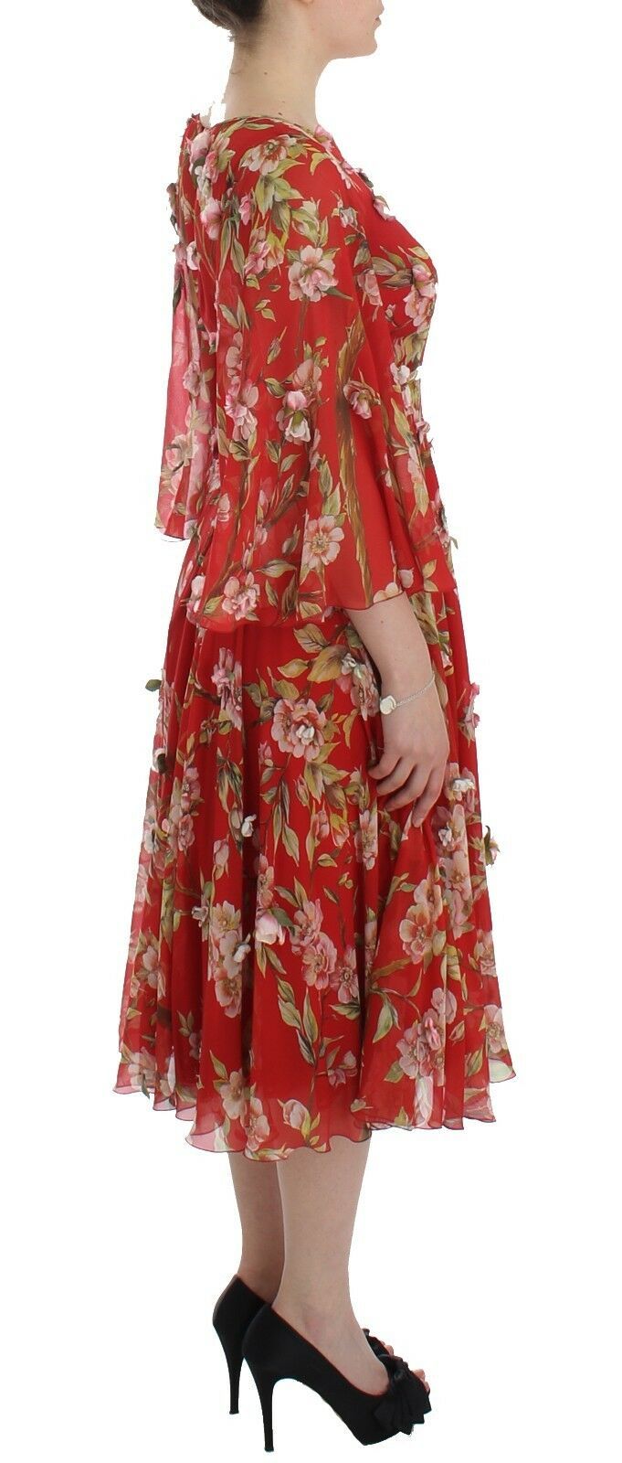 Exclusive Silk Red Floral Shift Dress