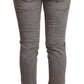 Gray Cotton Low Waist Skinny Push Up Denim Jeans