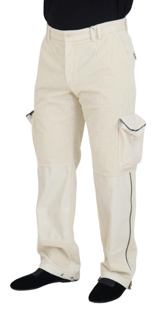 Elegant Off White Cotton Blend Pants