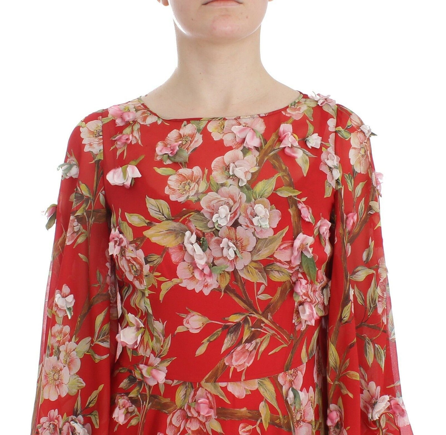 Exclusive Silk Red Floral Shift Dress