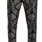Silver Black Jacquard Dress Trouser Pants