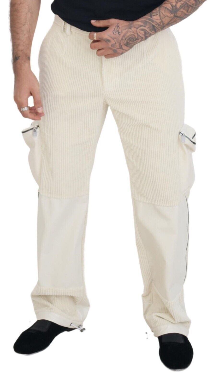 Elegant Off White Cotton Blend Pants