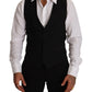 Elegant Black Wool Blend Dress Vest