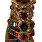 Elegant Gold Crystal-Embellished Flat Sandals