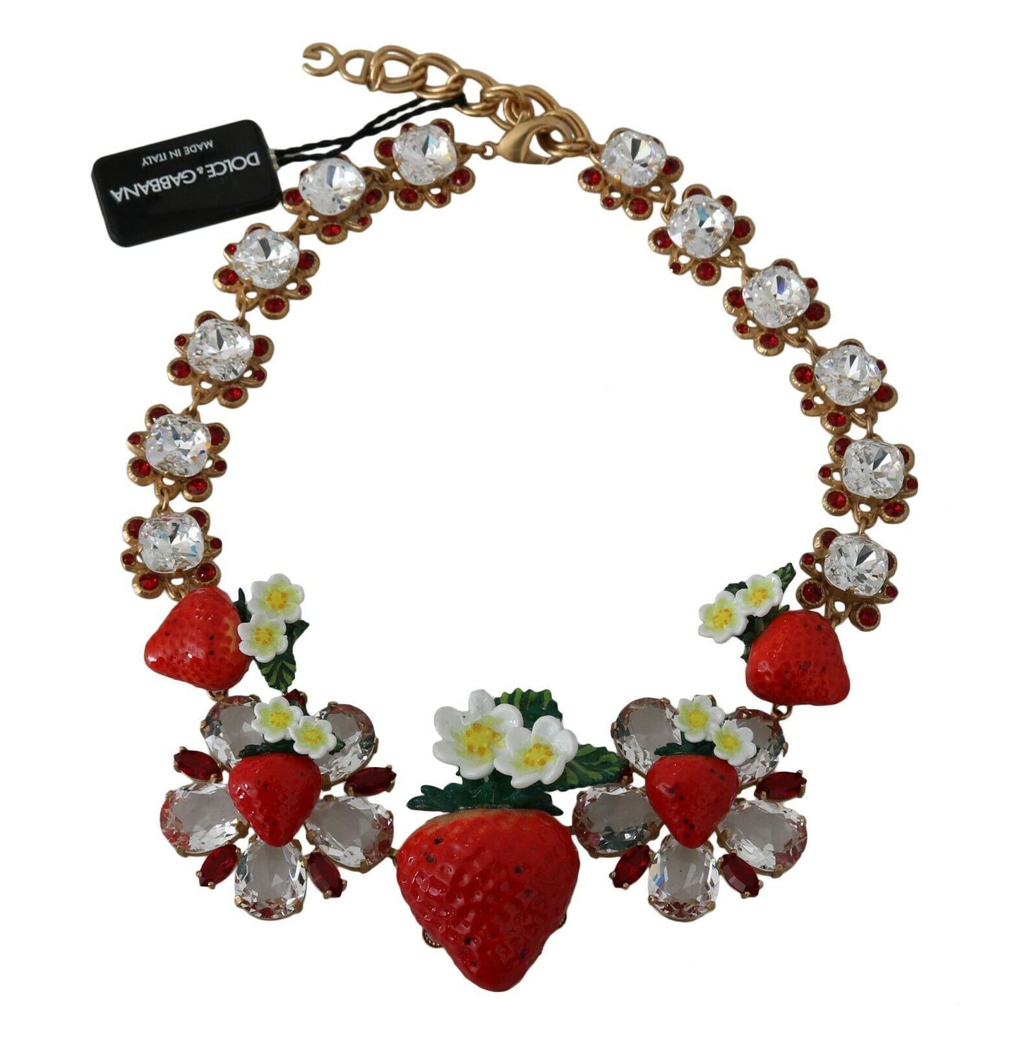 Elegant Strawberry Charm Crystal Necklace