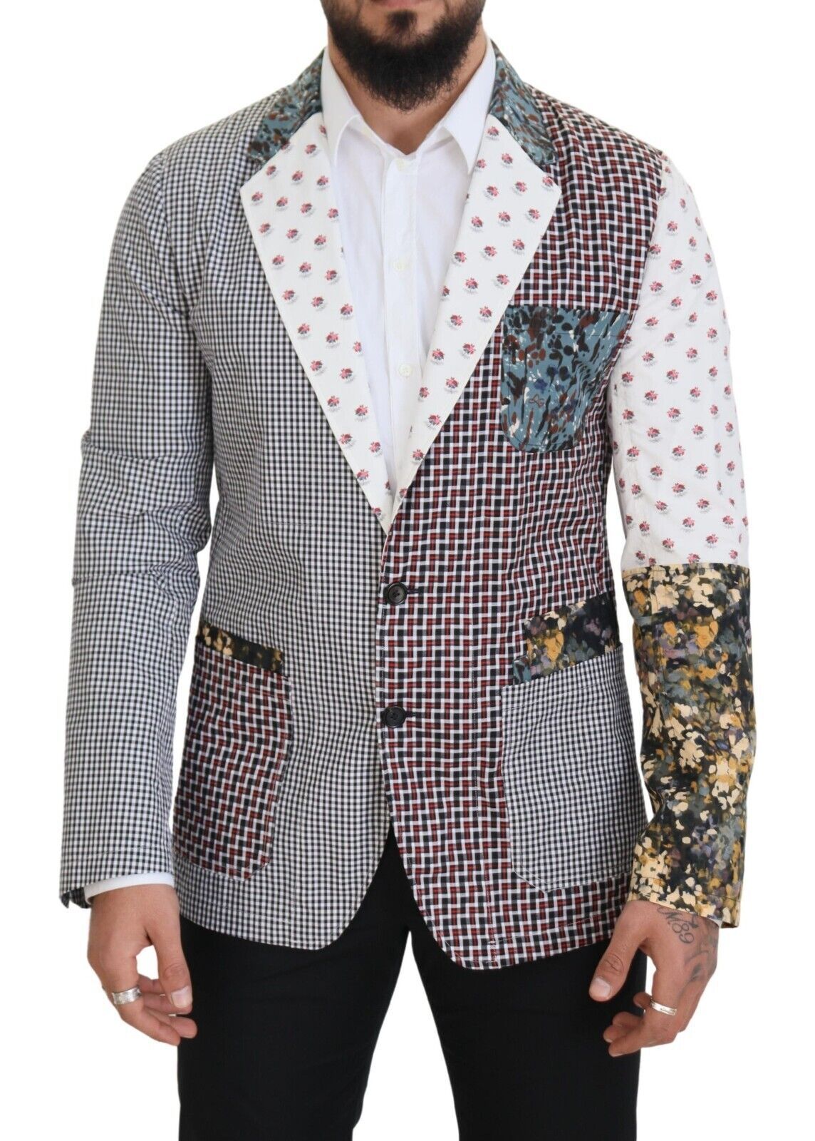 Multicolor Cotton Slim Fit Blazer