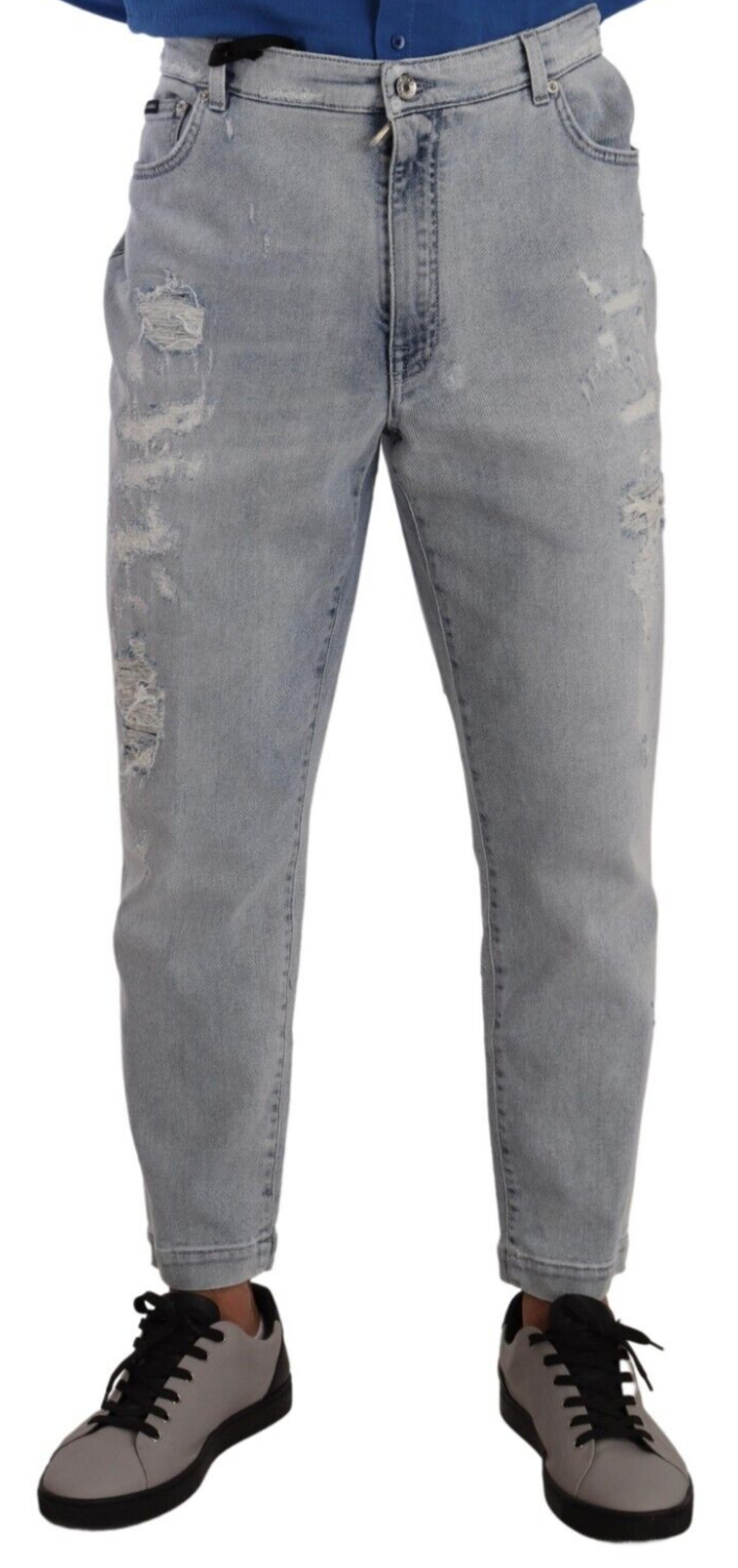 Elegant Slim Fit Tapered Light Blue Jeans