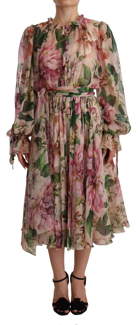 Elegant Silk Floral Maxi Dress