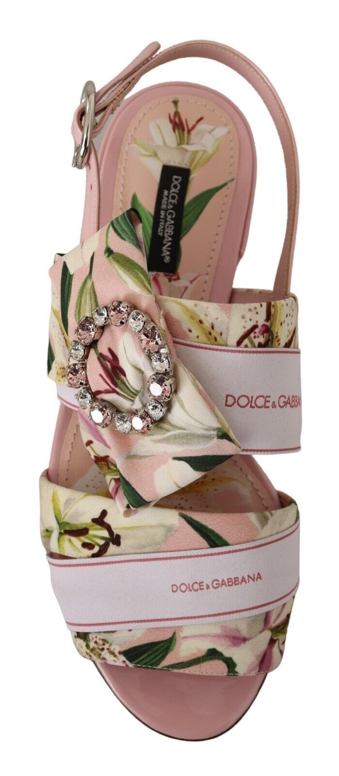 Floral Crystal-Embellished Silk Slide Flats